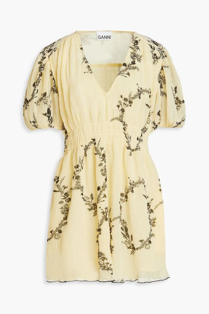商品Ganni|Floral-print plissé-georgette mini dress,价格¥860,第1张图片
