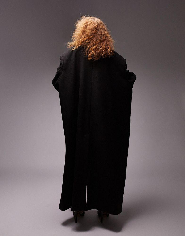 商品Topshop|Topshop smart oversized longline coat in black,价格¥864,第5张图片详细描述