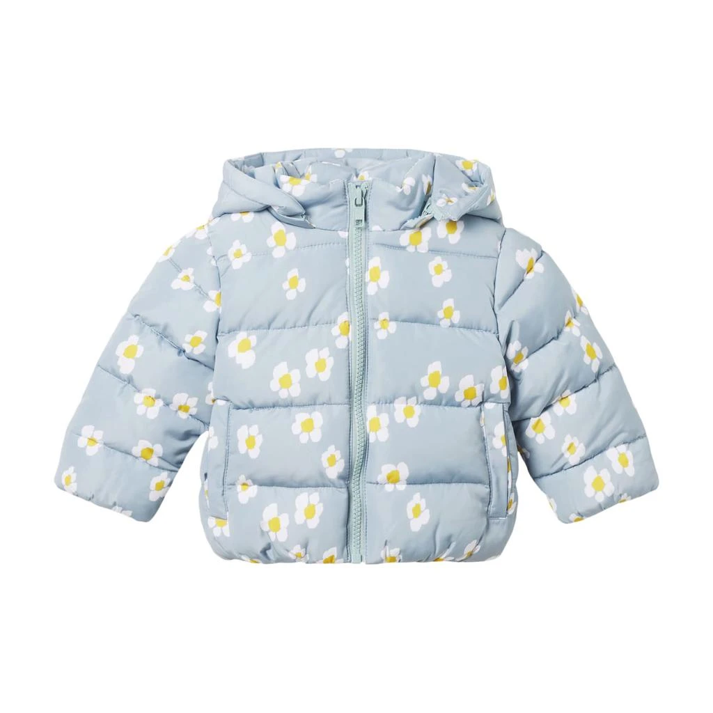 商品Stella McCartney|Stella McCartney Kids Baby Light Blue Short Down Jacket With Daisies Print,价格¥937,第1张图片