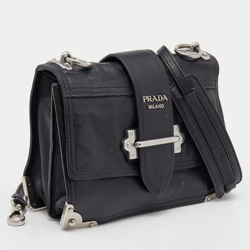 Prada Black Leather Cahier Flap Shoulder Bag商品第3张图片规格展示