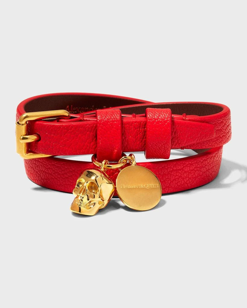 商品Alexander McQueen|Leather Double Wrap Charm Bracelet,价格¥1854,第1张图片