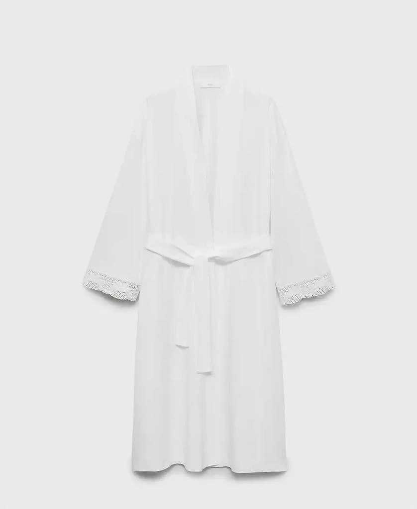 商品Mango|Women's Lace Detail Cotton Robe,价格¥464,第1张图片