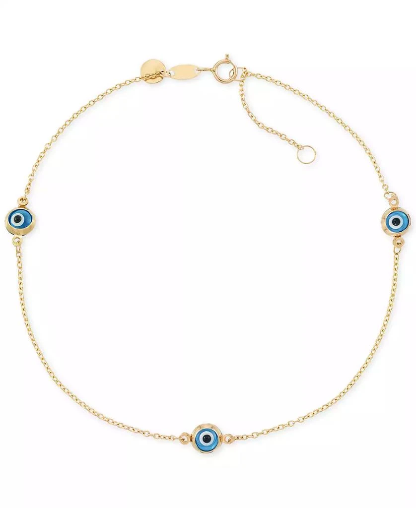 商品Macy's|Beaded Evil Eye Anklet in 14k Gold,价格¥2243,第1张图片