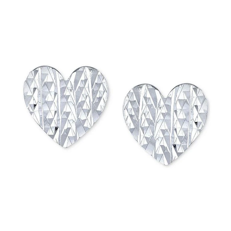 商品Unwritten|Textured Heart Stud Earrings in Sterling Silver,价格¥113,第2张图片详细描述