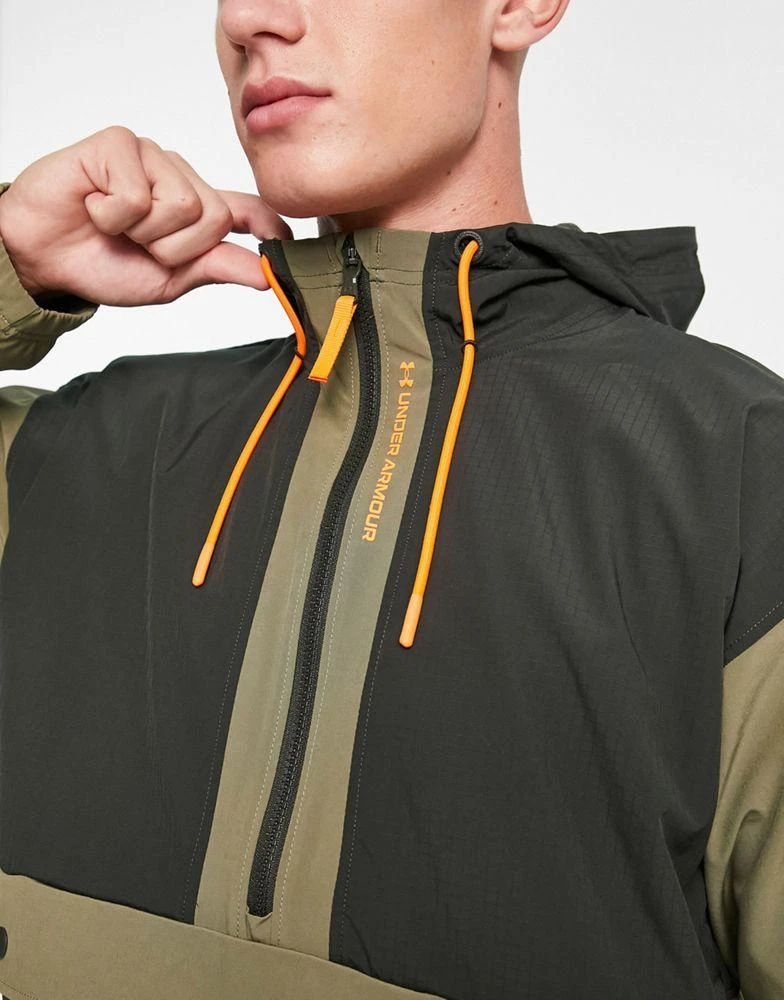 商品Under Armour|Under Armour Training Rush woven jacket with pocket detail in khaki,价格¥508,第3张图片详细描述
