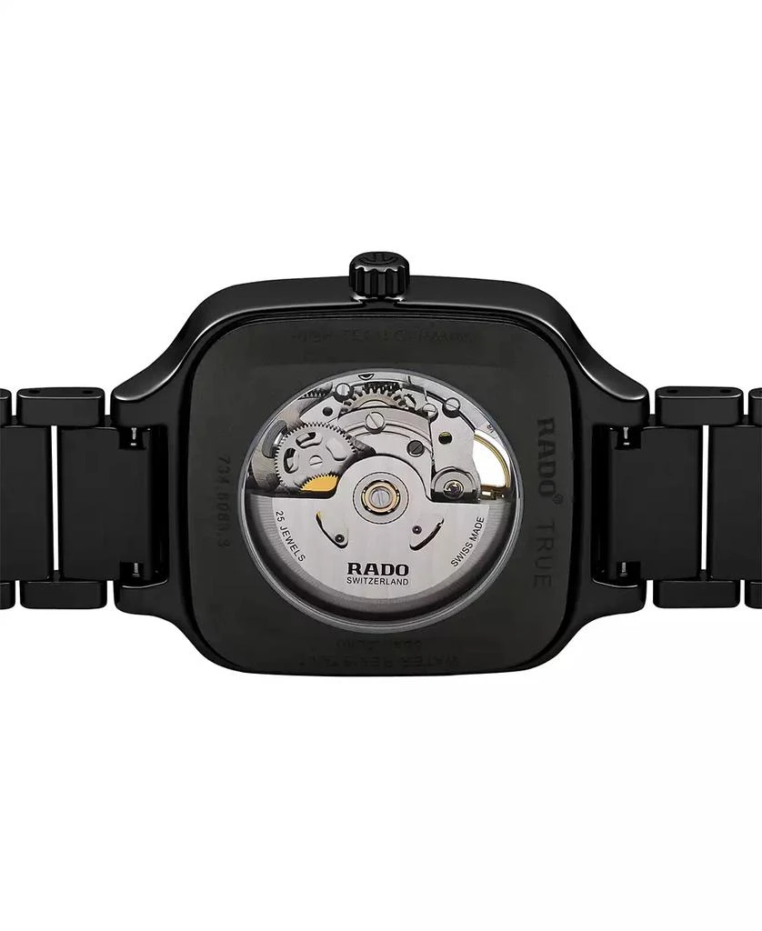 商品Rado|Unisex Swiss Automatic True Square Open Heart Black Ceramic Bracelet Watch 38x38mm,价格¥19458,第3张图片详细描述