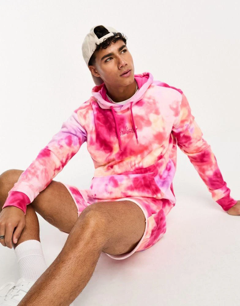 商品Hollister|Hollister co-ord central logo dopamine acid wash hoodie in pink,价格¥346,第1张图片