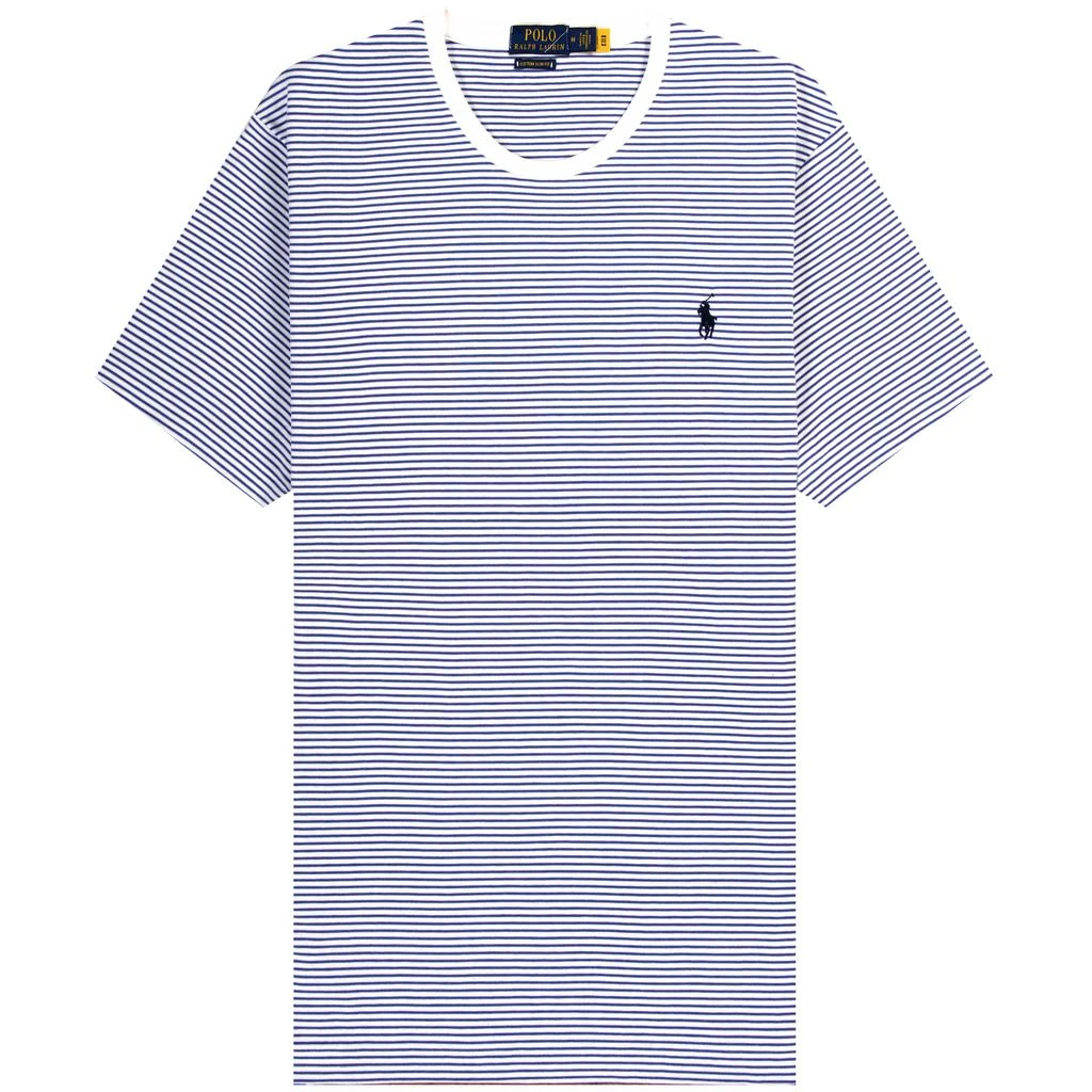 商品Ralph Lauren|Ralph Lauren Custom Slim Fit Striped T-Shirt White/Navy,价格¥791,第1张图片