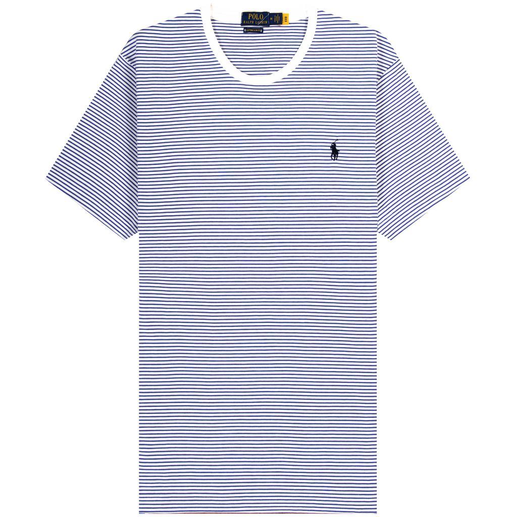 商品Ralph Lauren|Ralph Lauren Custom Slim Fit Striped T-Shirt White/Navy,价格¥727,第1张图片