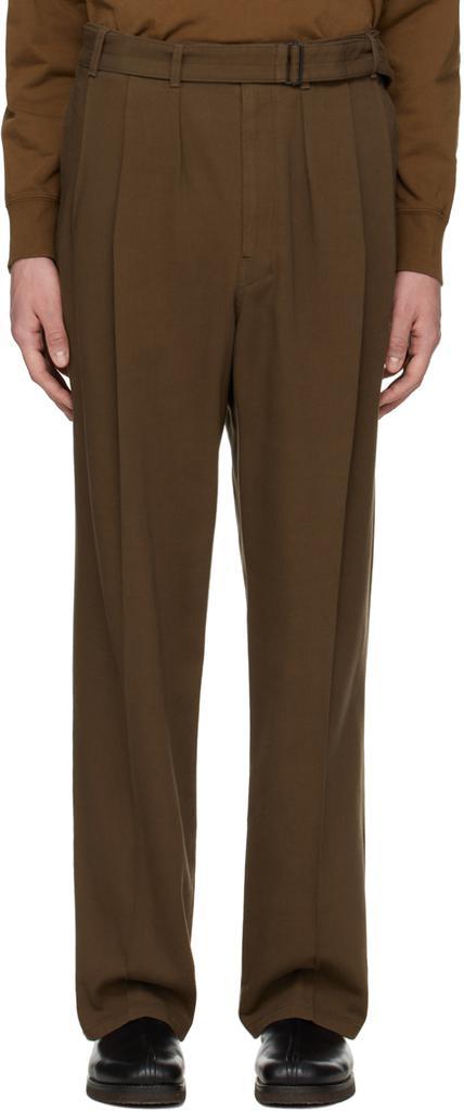 商品Lemaire|Brown Loose Pleated Trousers,价格¥4621,第1张图片