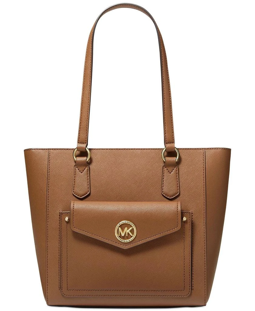 商品Michael Kors|Michael Kors Joe Jet Set Medium Top Zip Brown Luggage Leather Tote Bag,价格¥2452,第1张图片