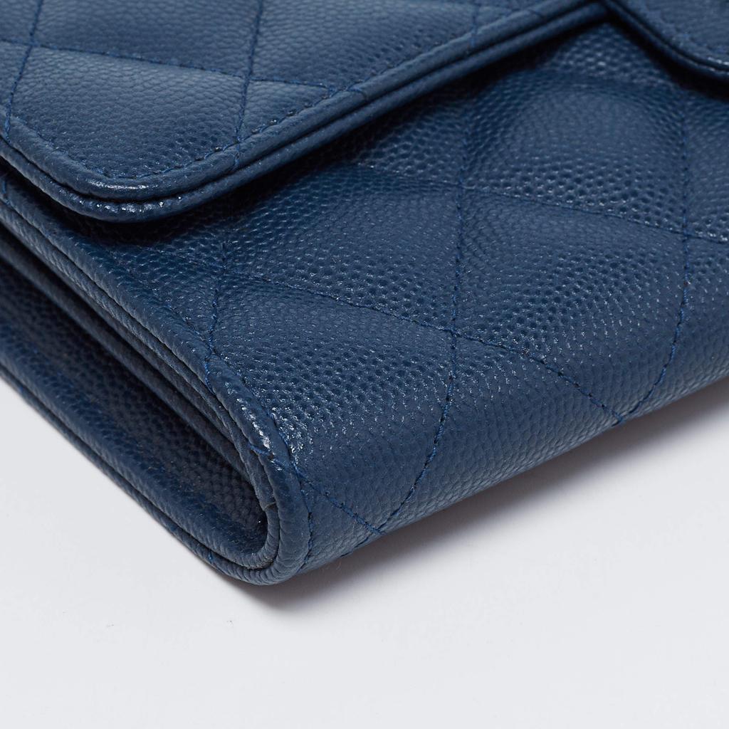 Chanel Blue Leather Classic Flap Wallet商品第10张图片规格展示