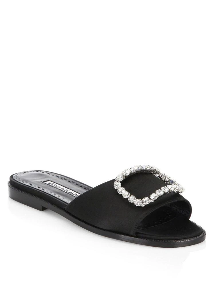 商品Manolo Blahnik|Crystal-Embellished Satin Slides,价格¥2529,第1张图片