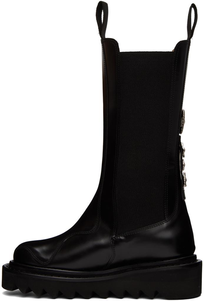 商品Toga Pulla|SSENSE Exclusive Black Leather Mid-Calf Chelsea Boots,价格¥3317,第5张图片详细描述