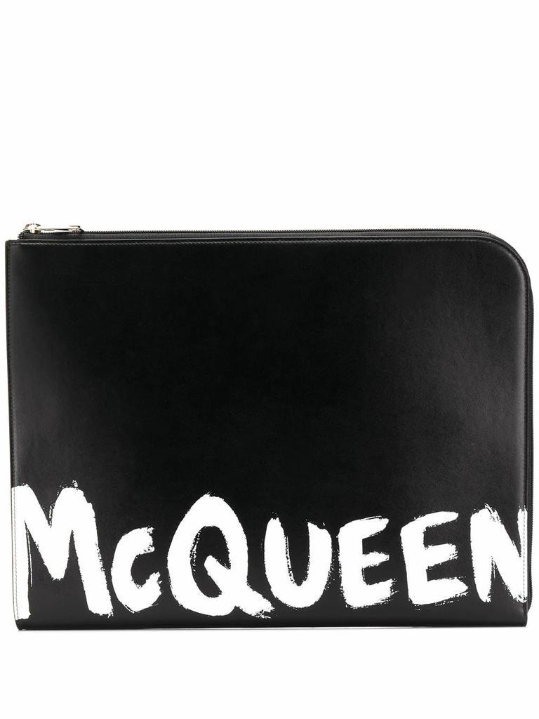 商品Alexander McQueen|Alexander Mcqueen Men's  Black Leather Pouch,价格¥4621,第1张图片