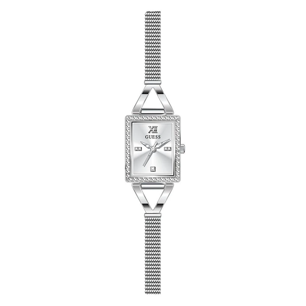 商品GUESS|Women's Silver-Tone Glitz Stainless Steel Mesh Bracelet Watch, 22mm,价格¥395,第1张图片