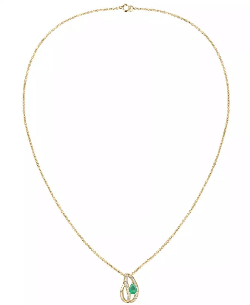 Emerald (5/8 ct. t.w.) and Diamond (1/4 ct. t.w.) Pendant Necklace in 14K Gold (also in 14K White Gold Sapphire & 14K Gold Ruby) 商品