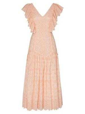 商品LOVESHACKFANCY|Cressida Eyelet Maxi Dress,价格¥802,第4张图片详细描述