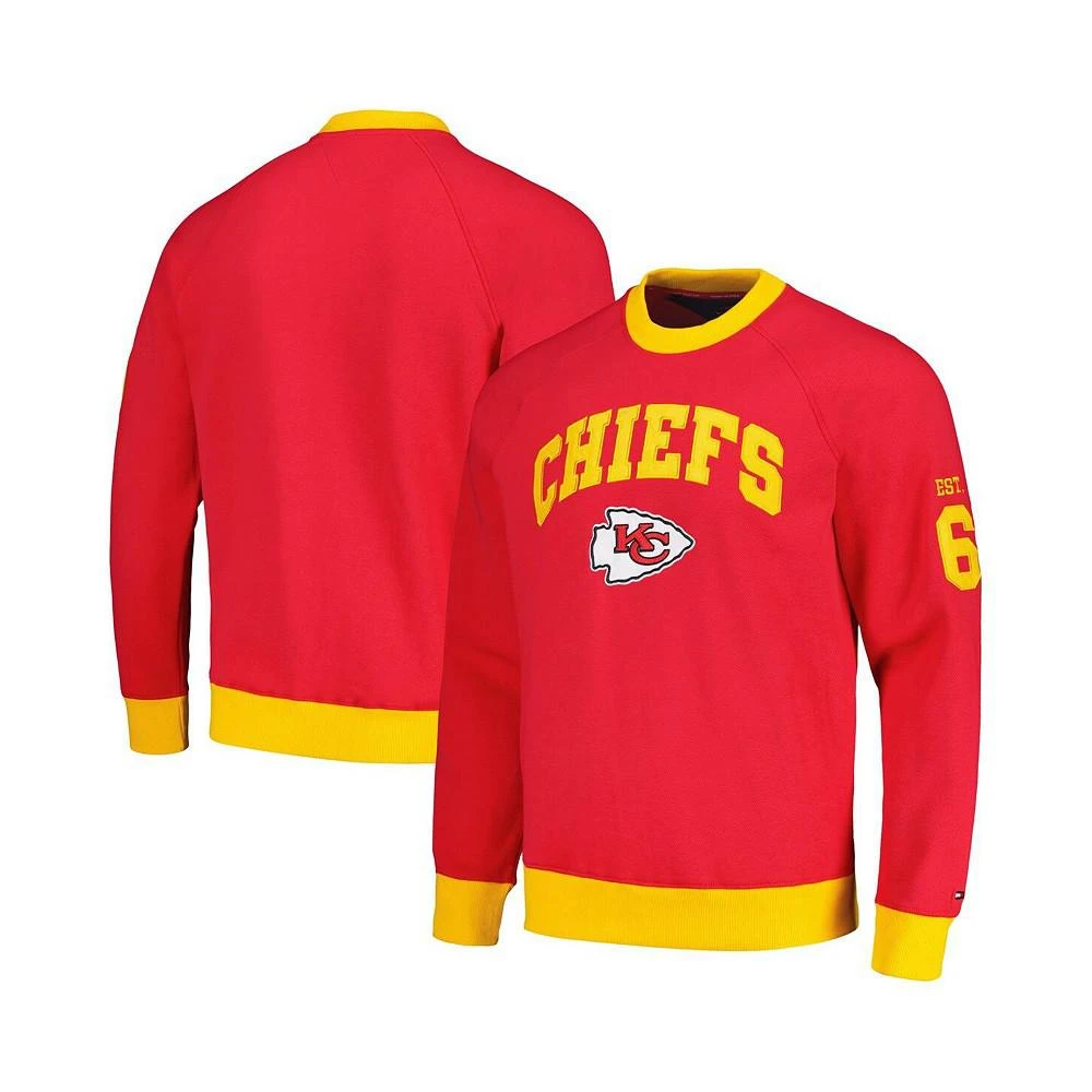 商品Tommy Hilfiger|Men's Red, Gold Kansas City Chiefs Reese Raglan Tri-Blend Pullover Sweatshirt,价格¥530,第1张图片
