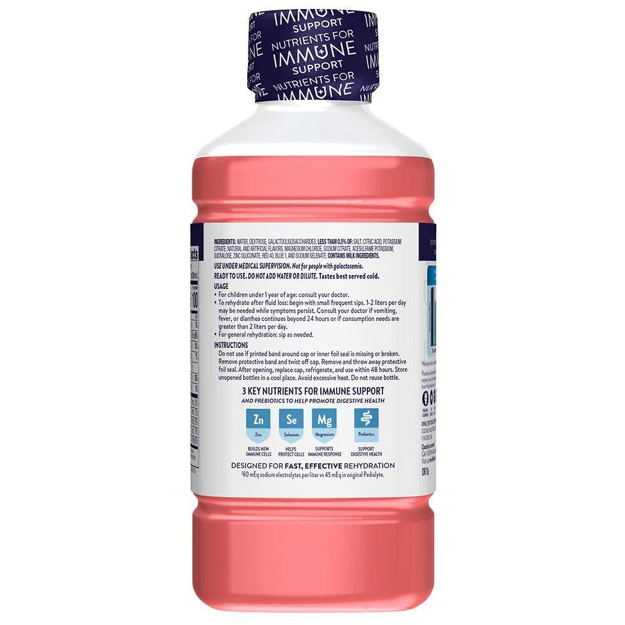 商品Pedialyte|Immune Support Electrolyte Solution, Hydration Drink Raspberry Lemonade,价格¥67,第4张图片详细描述