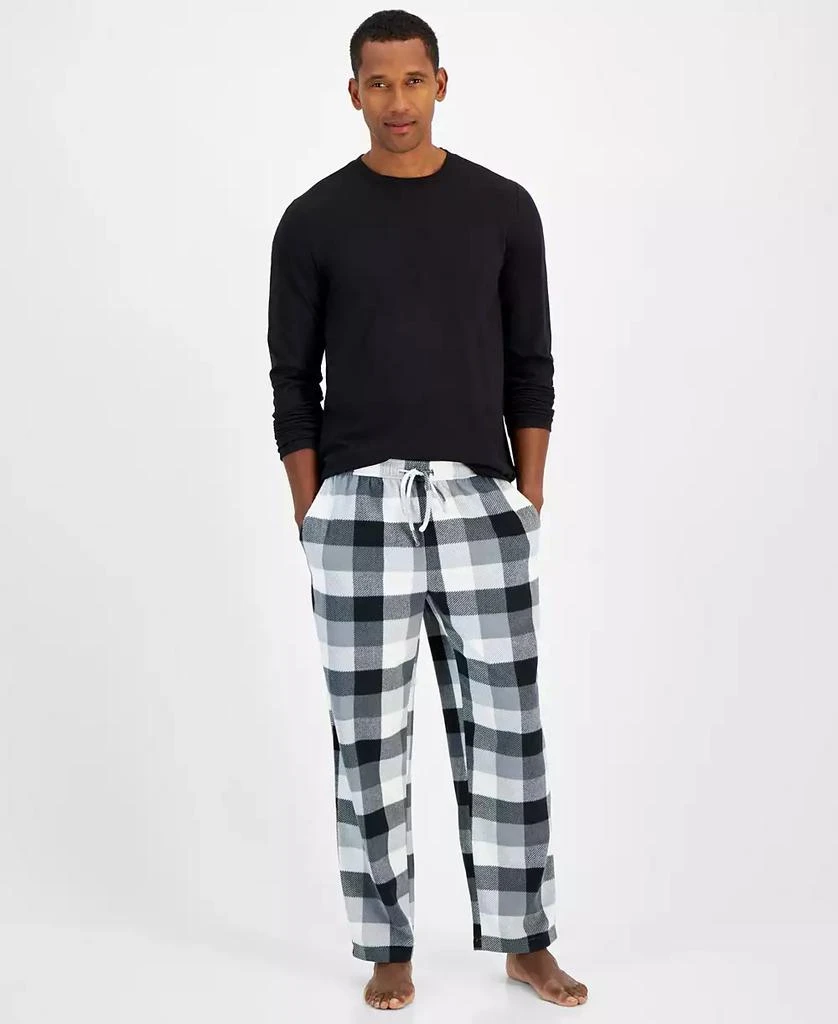 商品Club Room|Men's Fleece Long-Sleeve T-Shirt & Plaid Pajama Pant Set, Created for Macy's,价格¥150,第1张图片