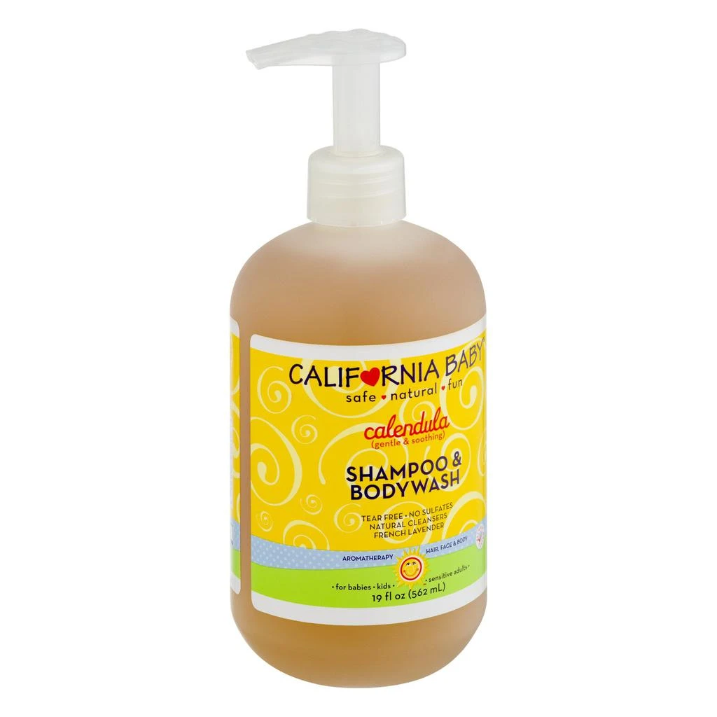 商品California Baby|California Baby Calendula Shampoo and Body Wash | 100% Plant-Based | Allergy Friendly | Soothing Baby Soap and Toddler Shampoo for Dry, Sensitive Skin | 19 oz. (2-pack),价格¥525,第2张图片详细描述