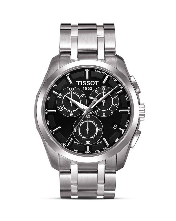 商品Tissot|Tissot Couturier Men's Black Chronograph Stainless Steel Watch, 41mm,价格¥4298,第1张图片