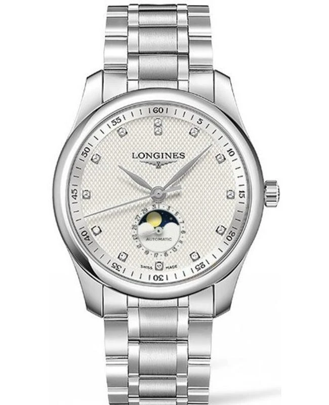 商品Longines|Longines Master Collection Moonphase Silver Dial Diamond Stainless Steel Men's Watch L2.909.4.77.6,价格¥17717,第1张图片