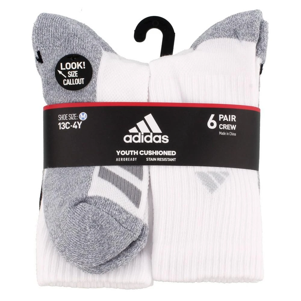 商品Adidas|Big Boys Cushioned Angle Stripe Crew Sock Pack of 6,价格¥120,第3张图片详细描述