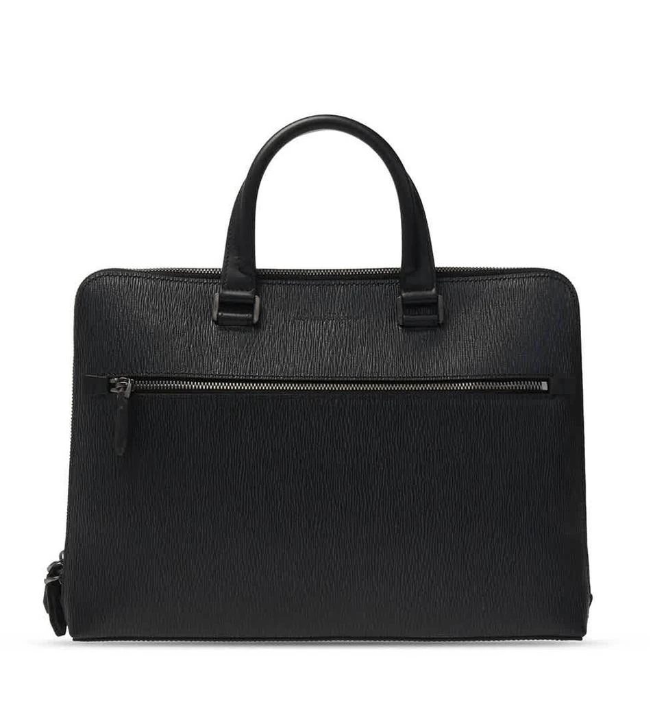 商品Salvatore Ferragamo|Salvatore Ferragamo Grigio Revival Black Leather Briefcase,价格¥6088,第1张图片