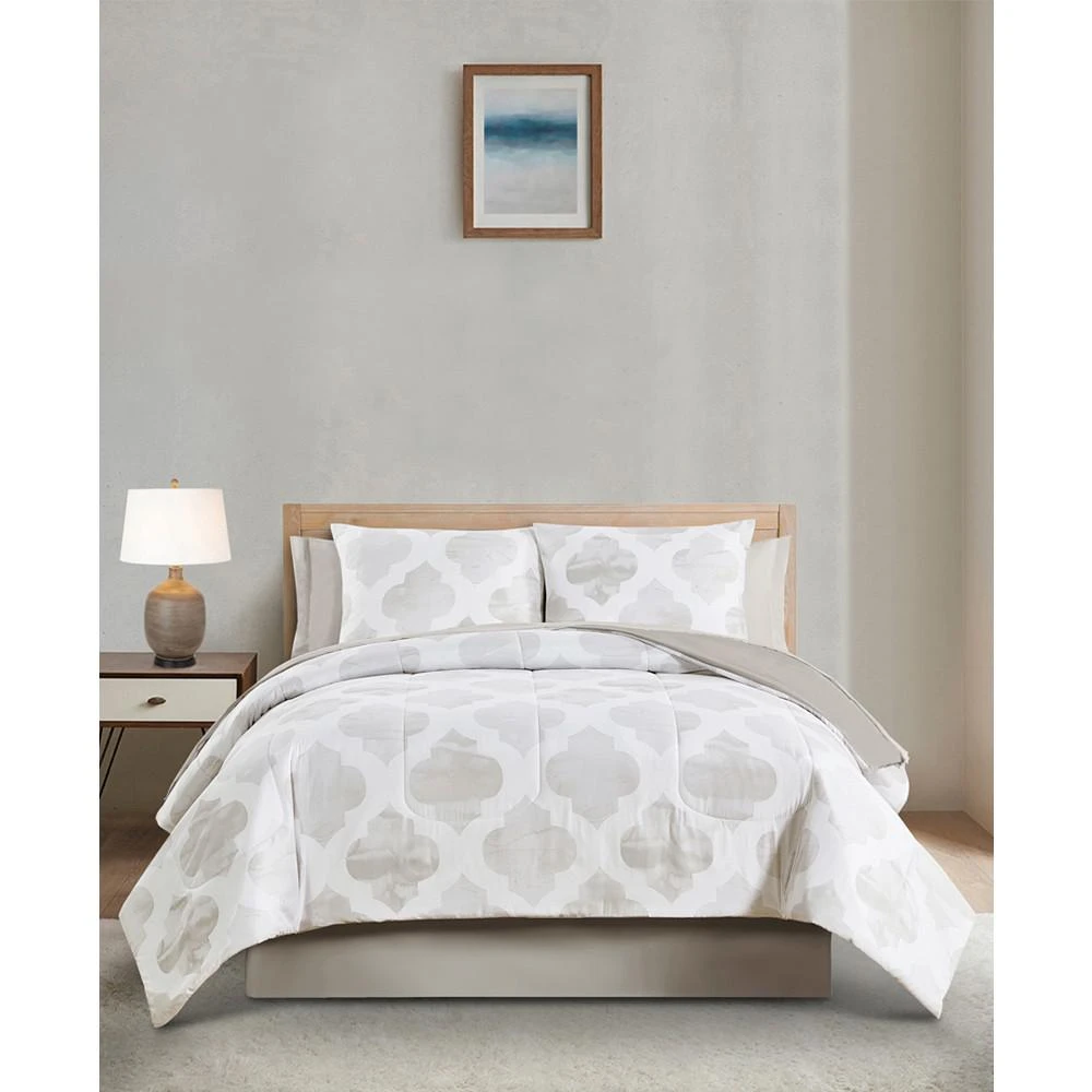 商品Keeco|Mira Taupe Watercolor 8 Piece Reversible Comforter Set,价格¥335,第1张图片