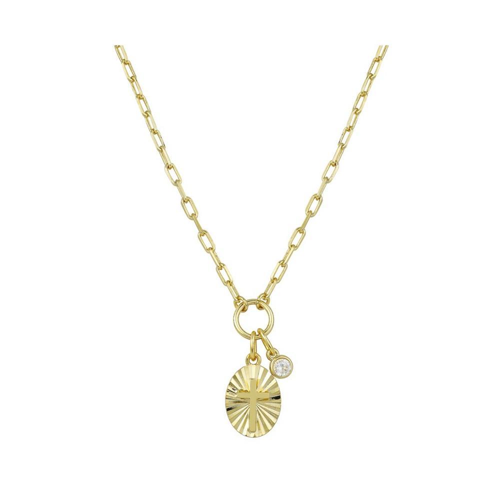 商品Unwritten|Gold Flash Plated Crystal Cross Necklace, 16+2" Extender,价格¥194,第1张图片