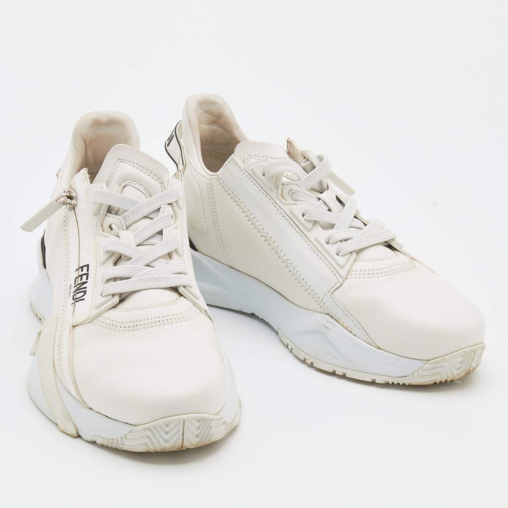 Fendi Off White Leather Fendi Flow Sneakers Size 38.5商品第4张图片规格展示