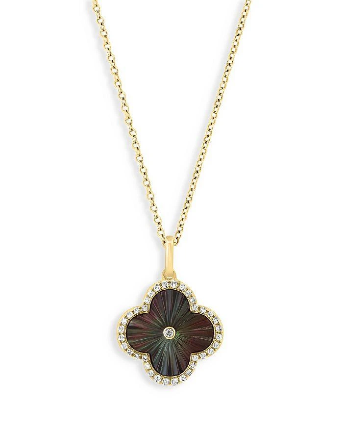 商品Bloomingdale's|Mother of Pearl & Diamond Clover Pendant Necklace in 14K Yellow Gold, 18",价格¥6728,第1张图片