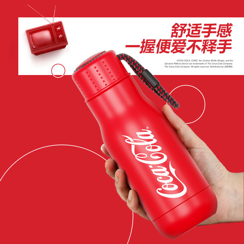 日本GERM格沵 可口可乐联名款运动杯 保温杯 350ML（红/白/黑色） 商品第4张图片规格展示