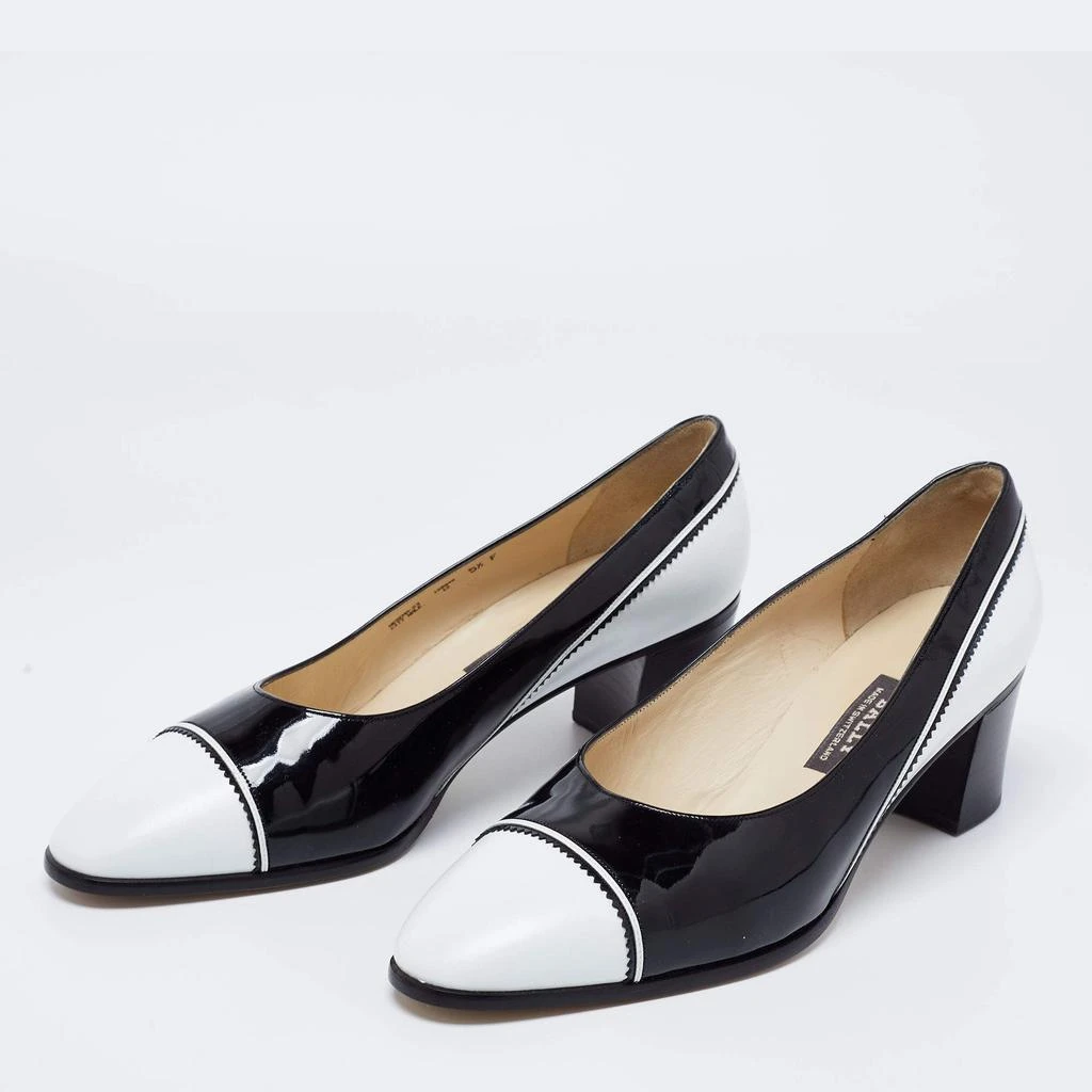 商品[二手商品] Bally|Bally Vintage White/Black Patent And Leather Block Heel Pumps Size 38.5,价格¥1046,第2张图片详细描述