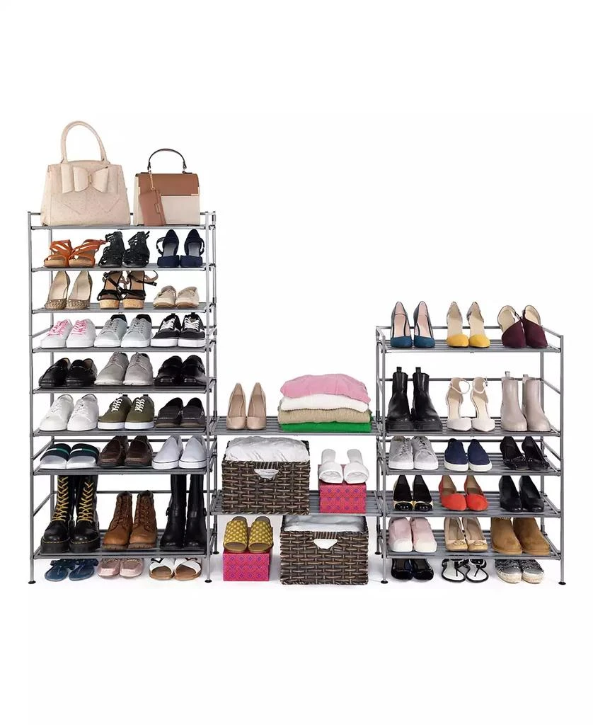 商品Seville Classics|3-Tier Stackable 9-Pair Resin Slat Shoe Rack,价格¥469,第4张图片详细描述