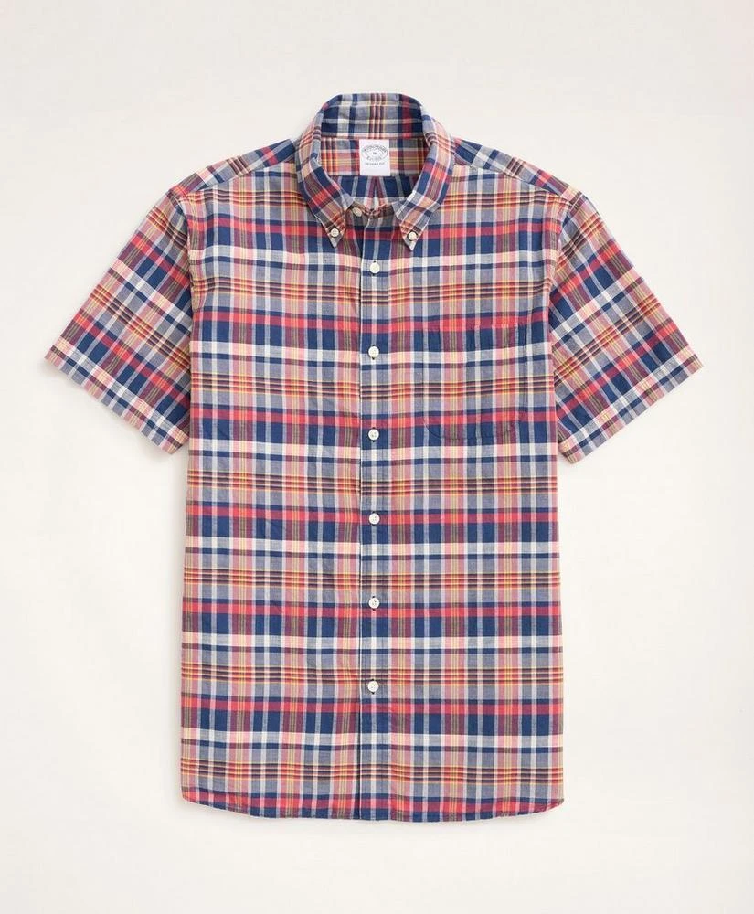 商品Brooks Brothers|Regent Regular-Fit Sport Shirt, Short-Sleeve Madras,价格¥319,第1张图片