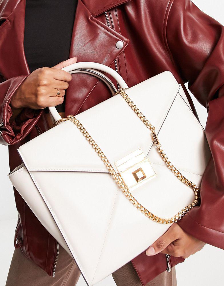 商品ALDO|ALDO Amours tote bag with gold hardware in white,价格¥704,第4张图片详细描述