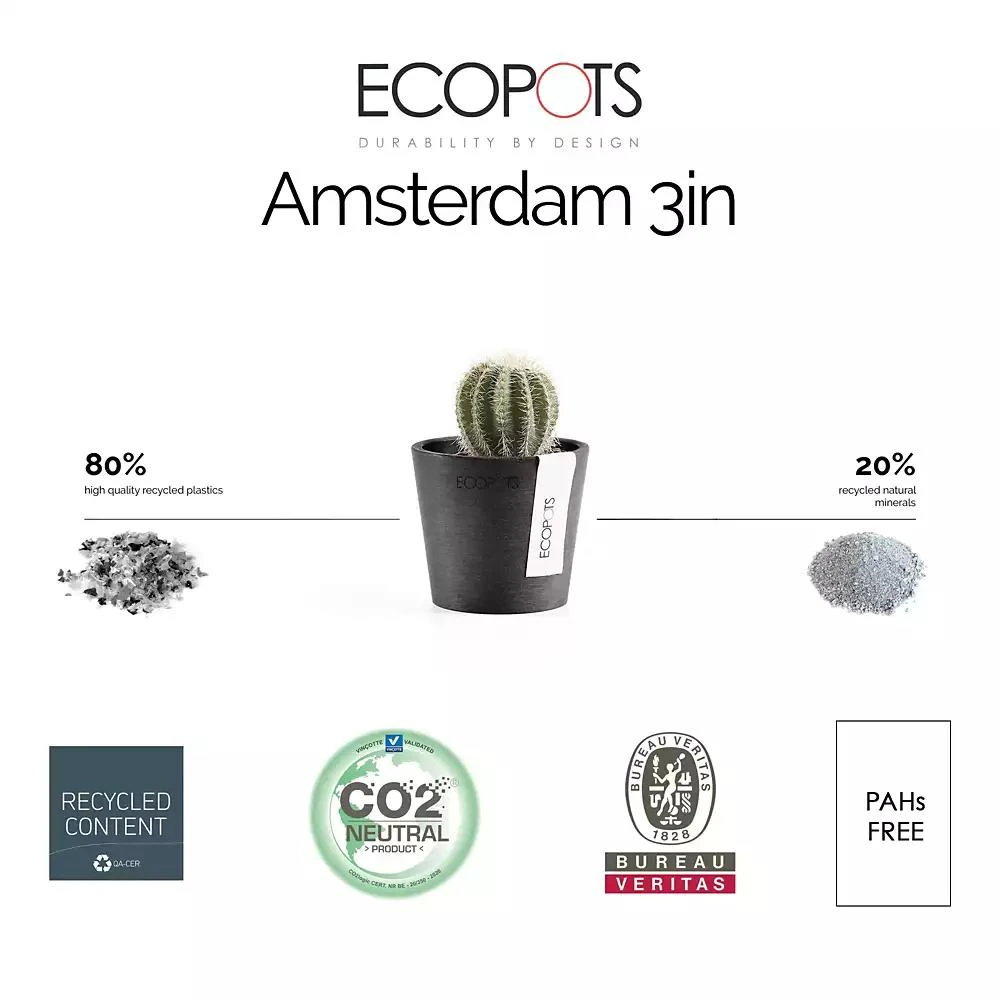 商品ECOPOTS|Amsterdam Modern Round Indoor and Outdoor Planter, 3in,价格¥65,第3张图片详细描述