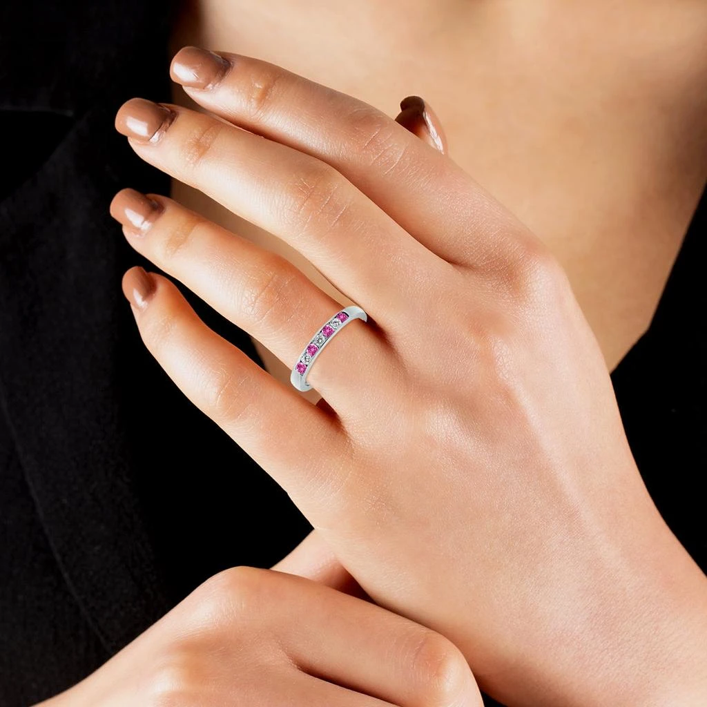 Pink Sapphire And Diamond Stackable Channel Ring 商品