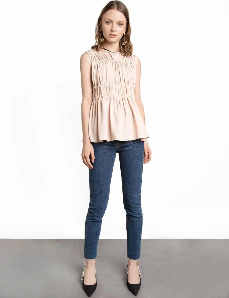 商品Pixie Market|Nude Pleated Top,价格¥303,第1张图片