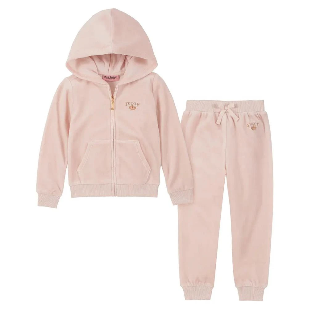 商品Juicy Couture|Juicy Couture Big Girls Baby Pink Velour Sweatsuit Set,价格¥161,第1张图片