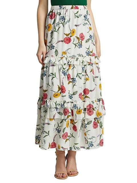 商品Tahari|Silk Ruffle Midi-Skirt,价格¥1881,第5张图片详细描述