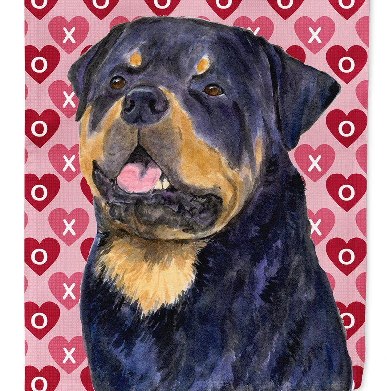 商品Caroline's Treasures|28 x 40 in. Polyester Rottweiler Hearts Love and Valentine's Day Portrait Flag Canvas House Size 2-Sided Heavyweight,价格¥325,第1张图片