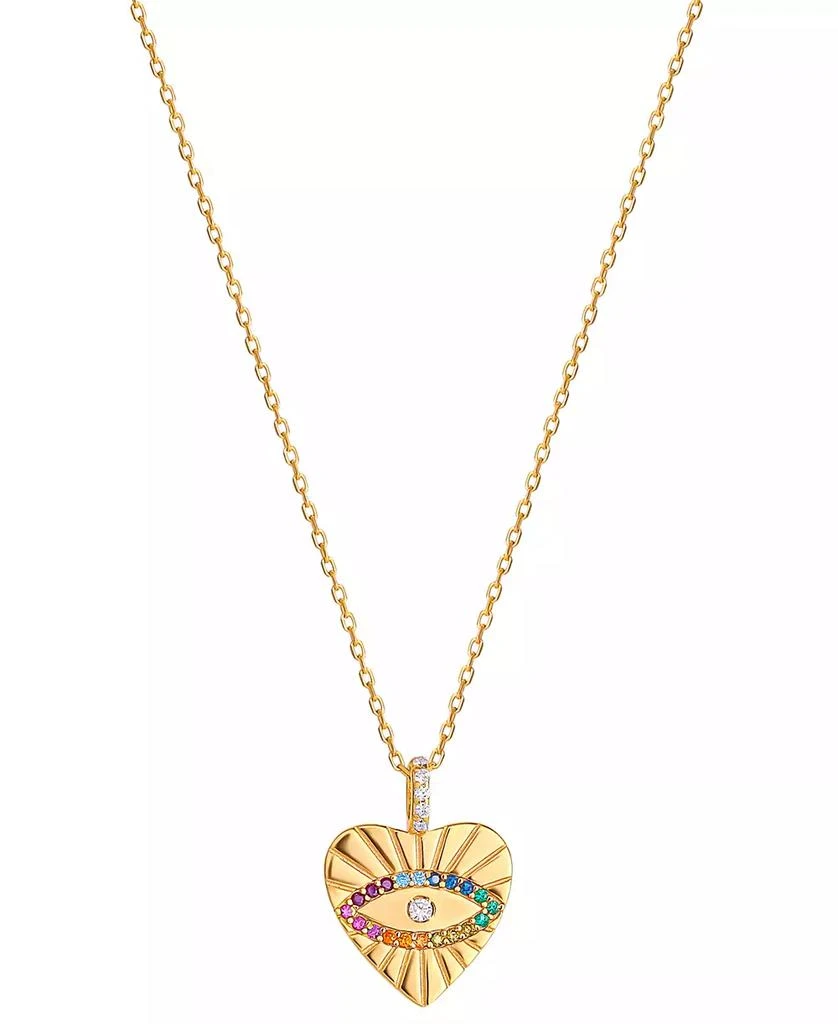 商品Giani Bernini|Multicolor Cubic Zirconia Evil Eye Heart Pendant Necklace in 18k Gold-Plated Sterling Silver, 16" + 2" extender, Created for Macy's,价格¥224,第3张图片详细描述