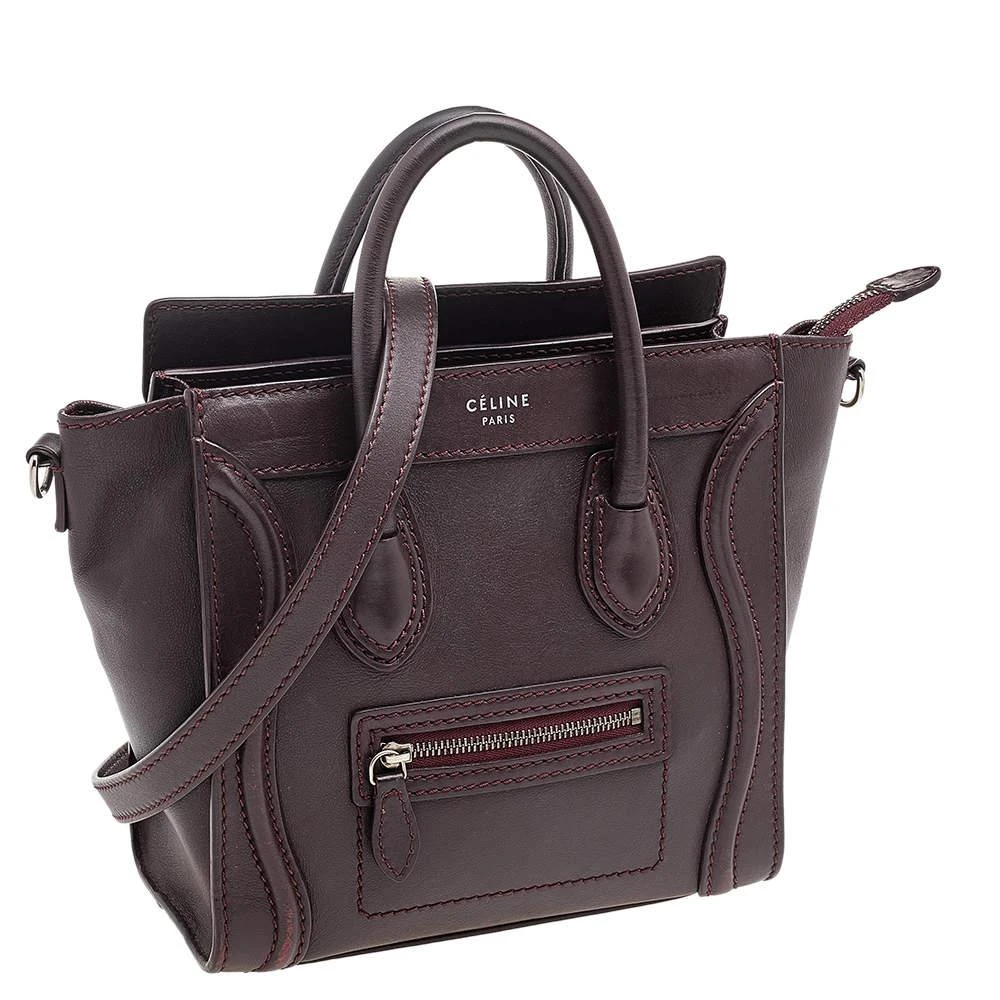 商品[二手商品] Celine|Celine Burgundy Leather Nano Luggage Tote,价格¥6657,第3张图片详细描述