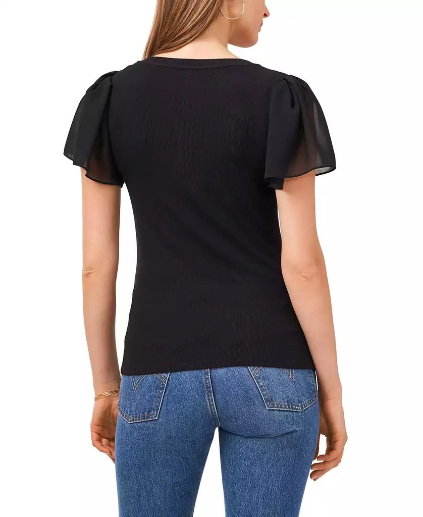 商品1. State|Women's Flutter Short Sleeve V-Neck Knit Top,价格¥307,第2张图片详细描述