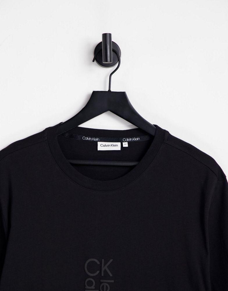 Calvin Klein Big & Tall hybrid logo t-shirt in black商品第3张图片规格展示