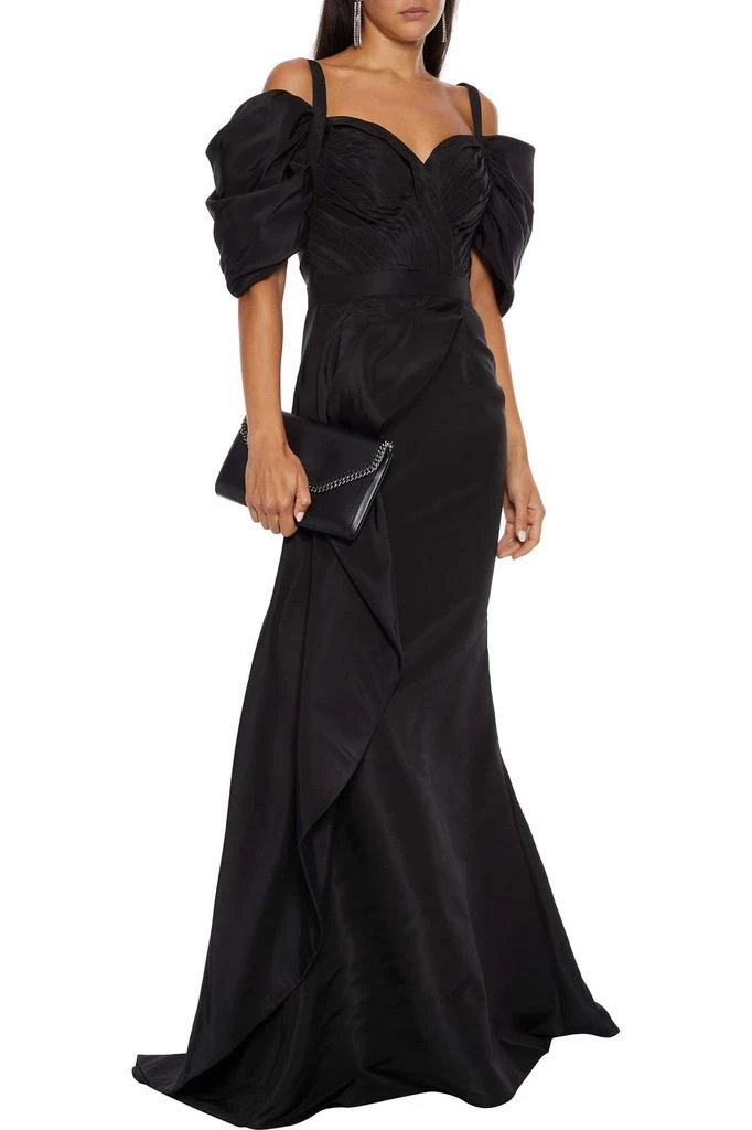 商品Alexander McQueen|Cold-shoulder pleated draped silk-faille gown,价格¥22233,第2张图片详细描述